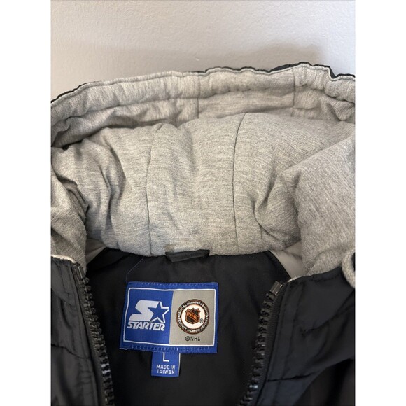 Vintage 90s Starter Detroit Red Wings Pullover Puffer Jacket Black 1/4 Zip Sz L - Picture 9 of 9